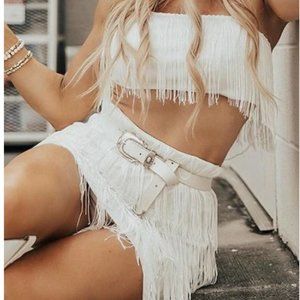 White Fringe Set